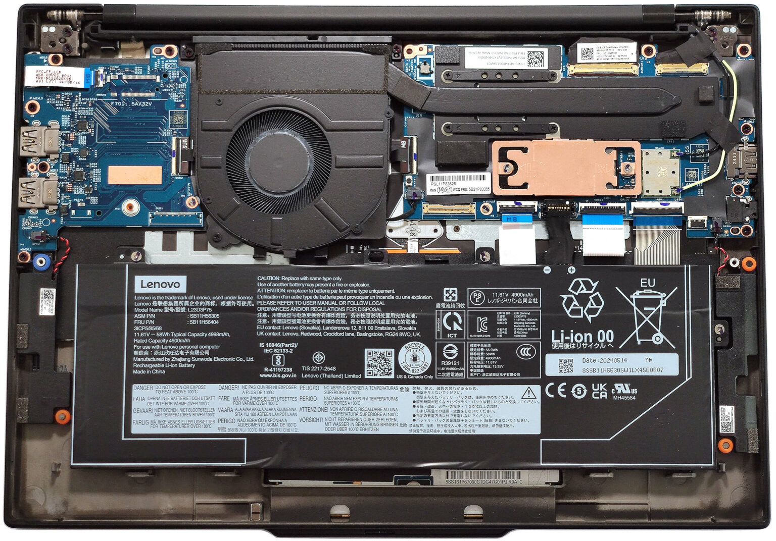 Internal Photo of Lenovo ThinkPad T14s Gen 4 Gen3 21F6 21F7 fan original (ThinkPad T14s GEN 6)